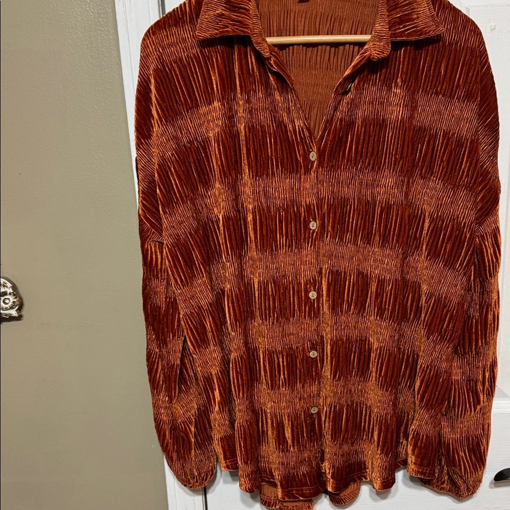 Umgee Velvet Rust Button Down Shirt